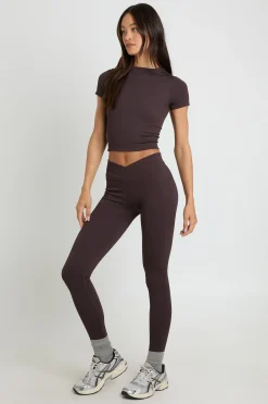 Legging Sans Couture Côtelé Contour Taille Haute Croisée Coupe Tall