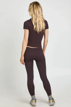 Legging Sans Couture Côtelé Petite Taille Avec Ceinture Enveloppante
