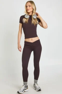 Legging Sans Couture Côtelé Petite Taille Avec Ceinture Enveloppante
