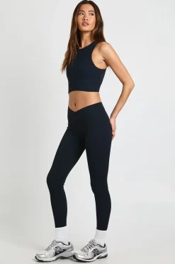 boohoo Legging Sans Couture Côtelé Taille Haute Avec Ceinture Croisée Enveloppante - Coupe Tall<Femme Pantalons|Athleisure