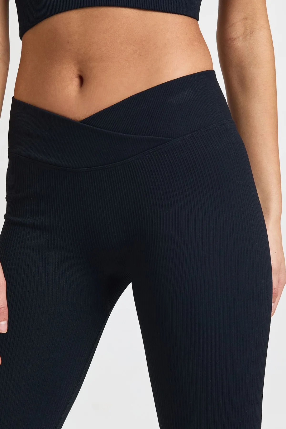 boohoo Legging Sans Couture Côtelé Taille Haute Avec Ceinture Croisée Enveloppante - Coupe Tall<Femme Pantalons|Athleisure