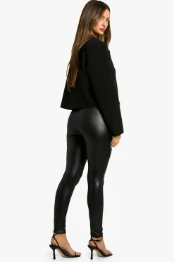 boohoo Leggings cintrés à la taille au look synthétique<Femme Pantalons|Leggings
