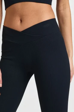 Leggings Sans Couture Taille Enveloppante Côtelée Contour