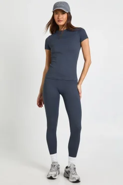Leggings Sans Couture à Taille Enveloppante Côtelée Sculptante