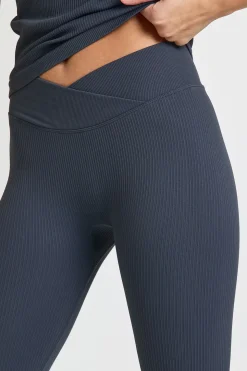 Leggings Sans Couture à Taille Enveloppante Côtelée Sculptante