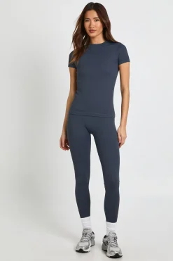 Leggings Sans Couture à Taille Enveloppante Côtelée Sculptante