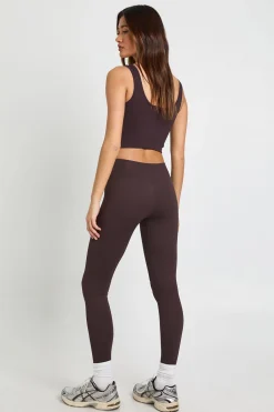 boohoo Leggings Sans Couture à Taille Enveloppante Côtelée Sculptante<Femme Looks Chocolat|Vêtements De Sport