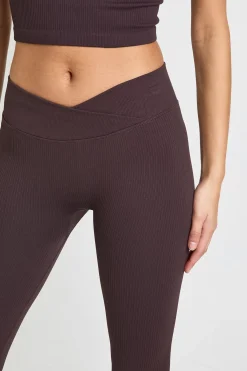 boohoo Leggings Sans Couture à Taille Enveloppante Côtelée Sculptante<Femme Looks Chocolat|Vêtements De Sport