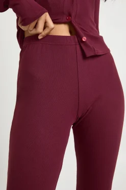 boohoo Legging ultra doux à jambes évasées<Femme Pantalons|Looks Bordeaux