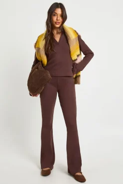 boohoo Legging Évasé Côtelé<Femme Pantalons|Looks Chocolat