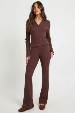 boohoo Legging Évasé Côtelé<Femme Pantalons|Looks Chocolat