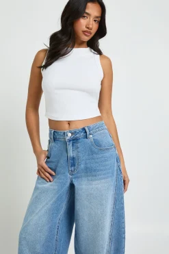boohoo Le Jean Barrel Petite Taille Mi-haute<Femme Denim|Jeans