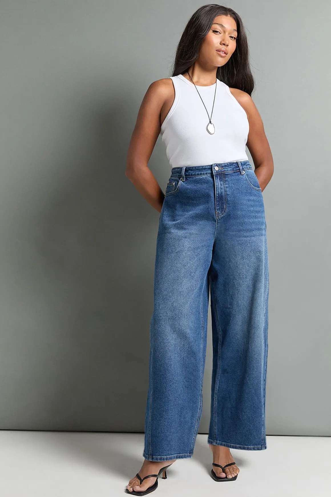 Le Jean Barrel Taille Haute Plus