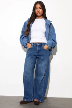 boohoo Le jean Barrel taille mi-haute Petite<Femme Denim|Jeans