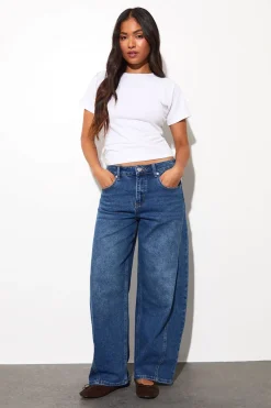 boohoo Le jean Barrel taille mi-haute Petite<Femme Denim|Jeans