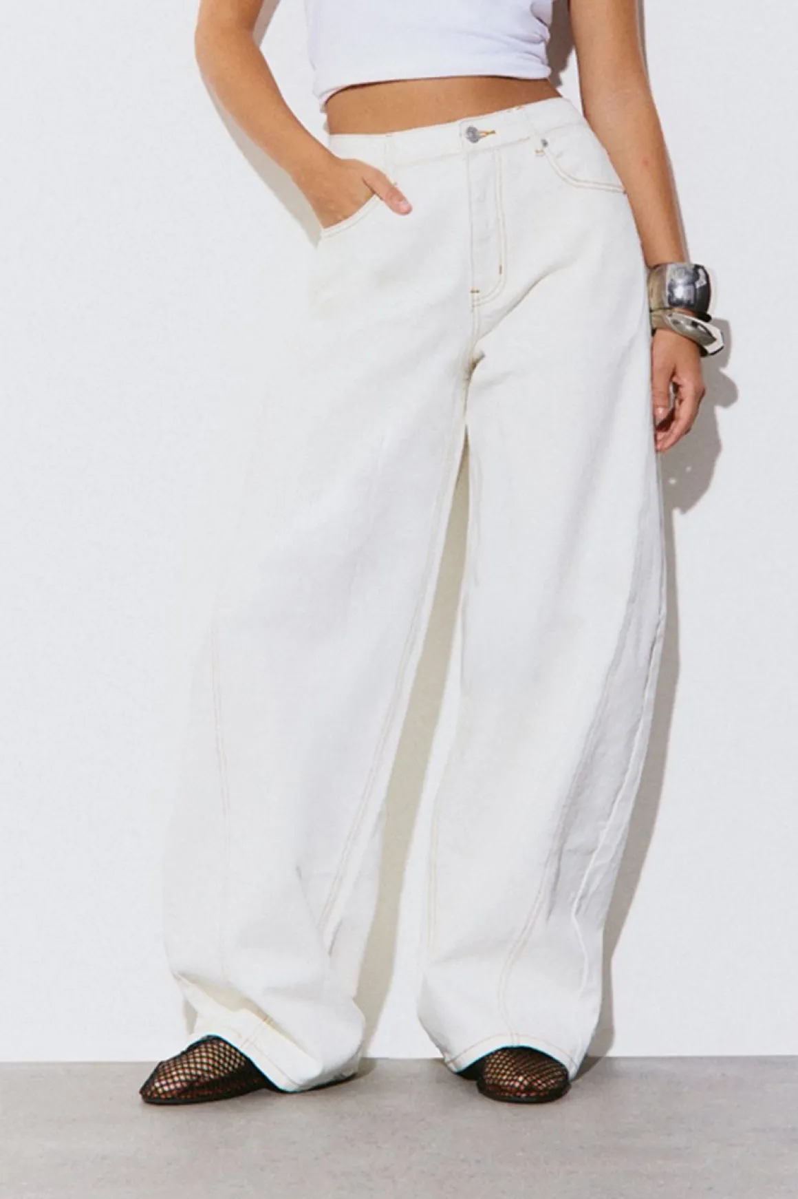 Le Jean Barrel Taille Mi-haute