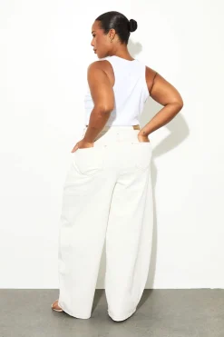 boohoo Le Jean Barrel Taille Mi-haute Grande Taille<Femme Denim|Jeans