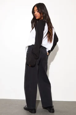 boohoo Le Jean Barrel Taille Moyenne Petite<Femme Denim|Jeans