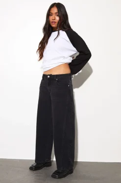 boohoo Le Jean Barrel Taille Moyenne Petite<Femme Denim|Jeans