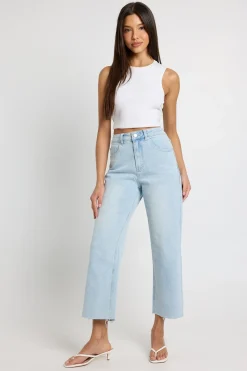 boohoo Le Jean Droit Raccourci Taille Haute<Femme Denim|Jeans