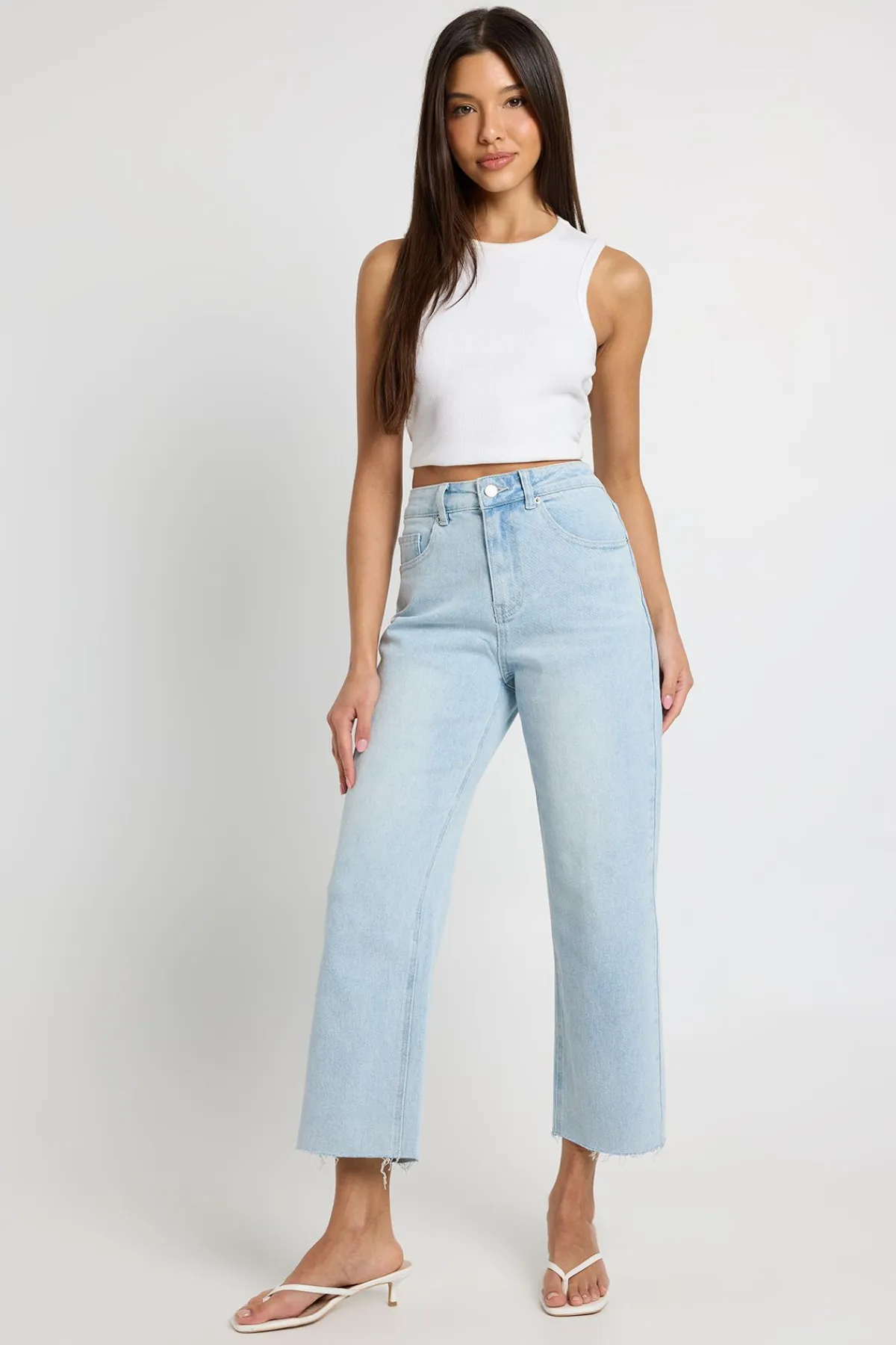 boohoo Le Jean Droit Raccourci Taille Haute<Femme Denim|Jeans