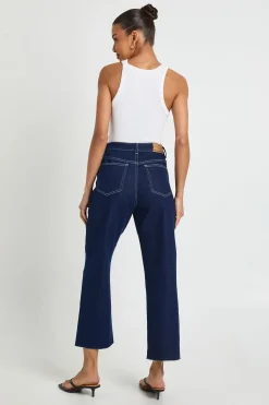 Le Jean Droit Taille Haute Raccourci