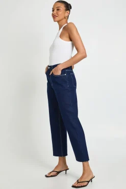 Le Jean Droit Taille Haute Raccourci