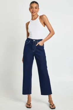 Le Jean Droit Taille Haute Raccourci