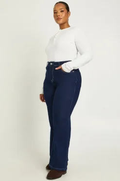 boohoo Le Jean Grande Taille Taille Haute Jambe Droite<Femme Denim|Jeans