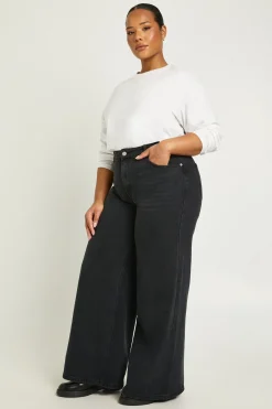 boohoo Le jean grande taille à taille mi-haute et jambe large<Femme Denim|Jeans