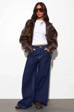 boohoo Le Jean Large Taille Mi-haute Petite<Femme Denim|Jeans
