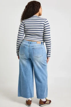 boohoo Le Jean Plus Taille Haute Raccourci Jambe Large<Femme Denim|Jeans
