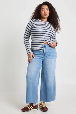 boohoo Le Jean Plus Taille Haute Raccourci Jambe Large<Femme Denim|Jeans