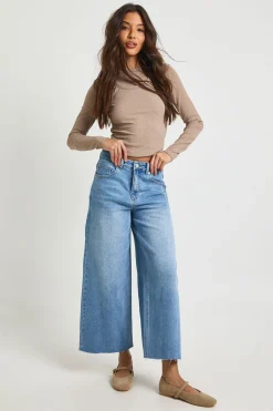 Le Jean Taille Haute Raccourci Jambe Large