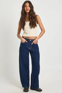 boohoo Le Jean Taille Mi-Haute Coupe Barrel<Femme Denim|Jeans