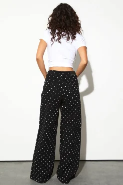Le Jean Taille Mi-haute Coupe Large À Pois