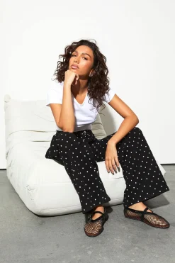 Le Jean Taille Mi-haute Coupe Large À Pois