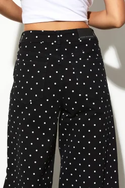Le Jean Taille Mi-haute Coupe Large À Pois