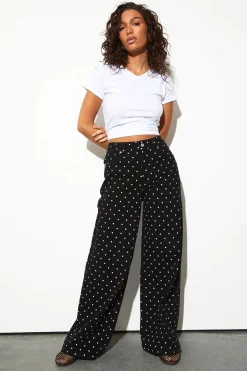 Le Jean Taille Mi-haute Coupe Large À Pois