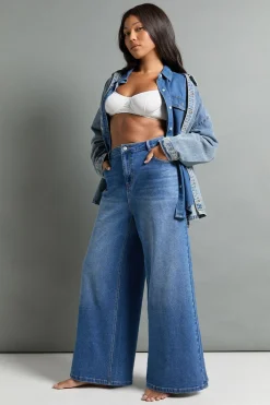 boohoo Le Jean Taille Mi-haute À Jambe Large<Femme Denim|Jeans