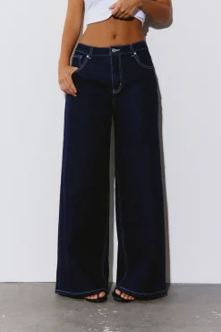 Le Jean Taille Mi-haute Jambe Large