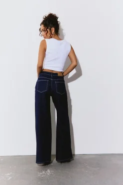 Le Jean Taille Mi-haute Jambe Large