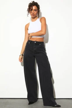 boohoo Le Jean Taille Mi-haute À Jambe Tonneau Tall<Femme Denim|Jeans
