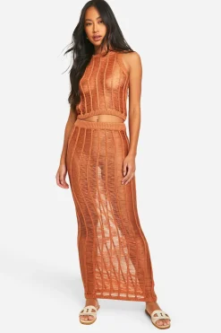 L'ensemble en maille Ladder Stitch Racer Top And Maxi Skirt