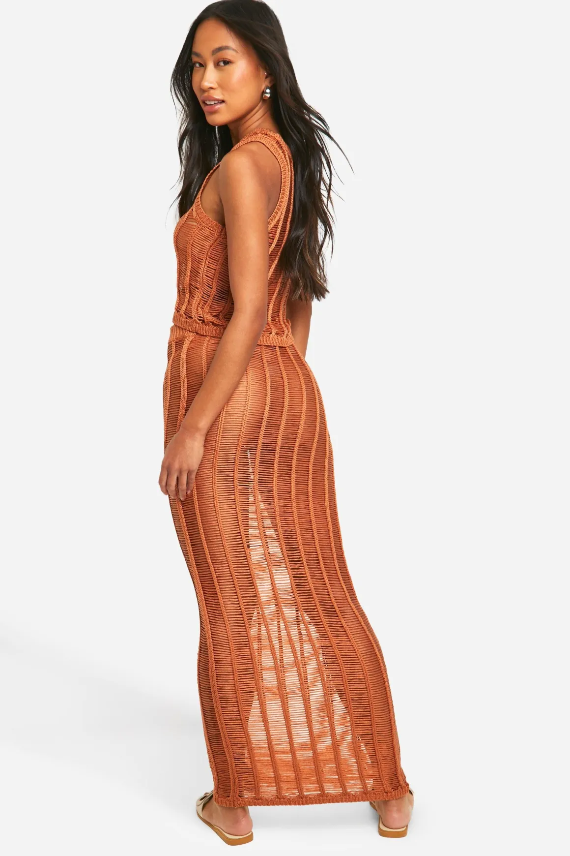 L'ensemble en maille Ladder Stitch Racer Top And Maxi Skirt