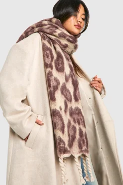Leopard Chunky Oversized Fringe Scarf