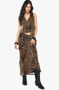 Leopard Print Halterneck Wrap Crop Top