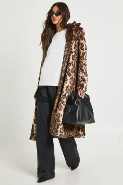 Leopard Print Synthétique Pony Hair Fur Jacket