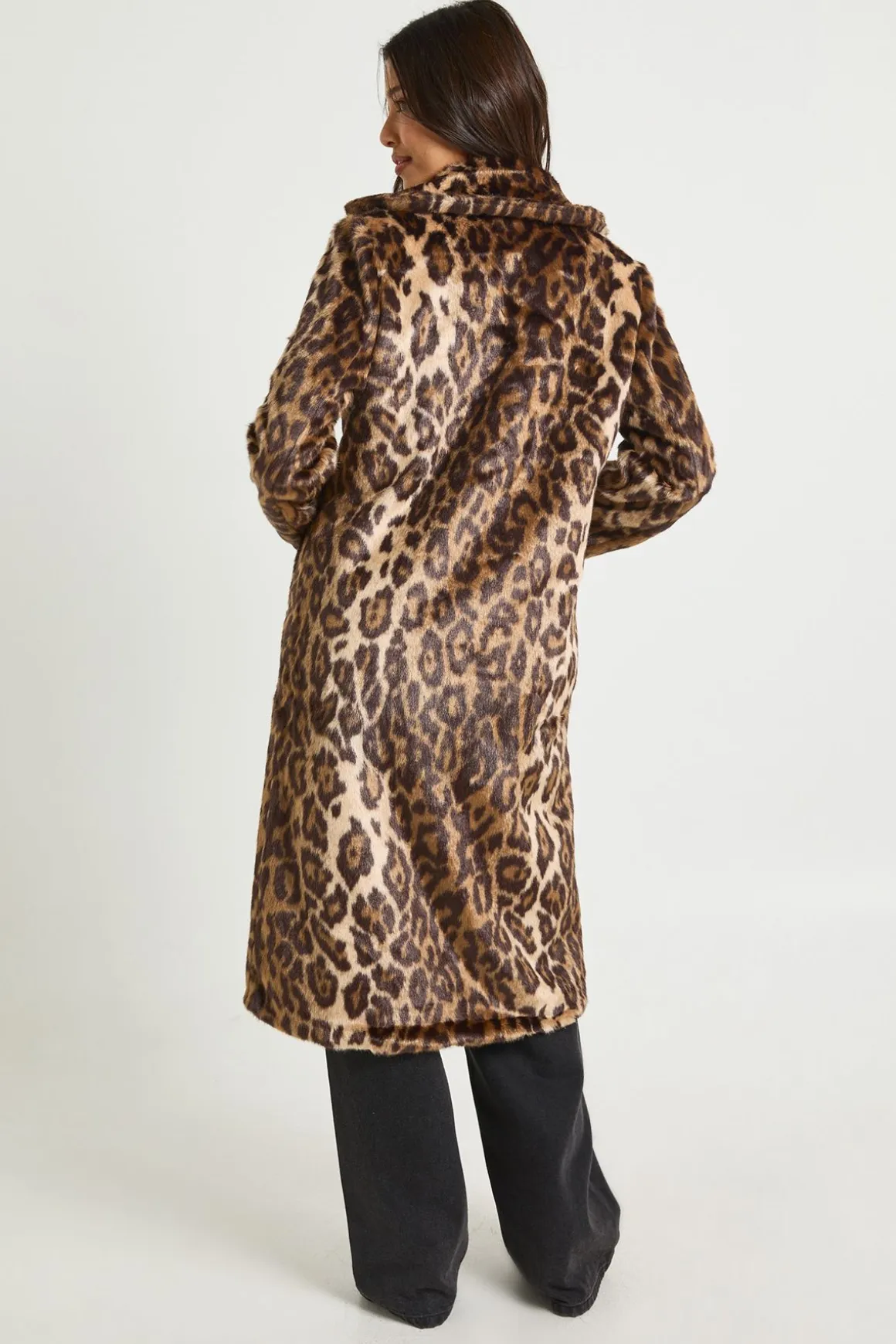 Leopard Print Synthétique Pony Hair Fur Jacket