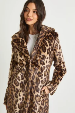 Leopard Print Synthétique Pony Hair Fur Jacket